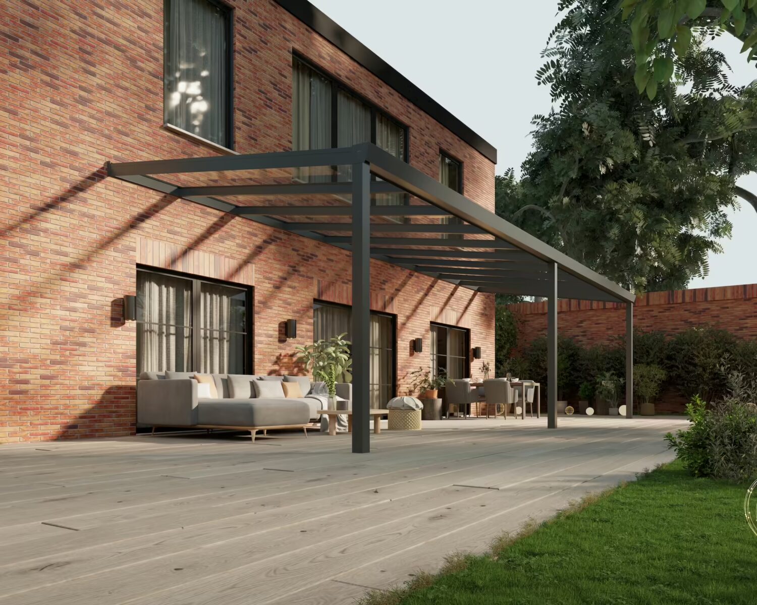 terrassenüberdachung-Glasdach-10x3,5m-Anthrazit-Klar-modern25_BottomLeftPerspective