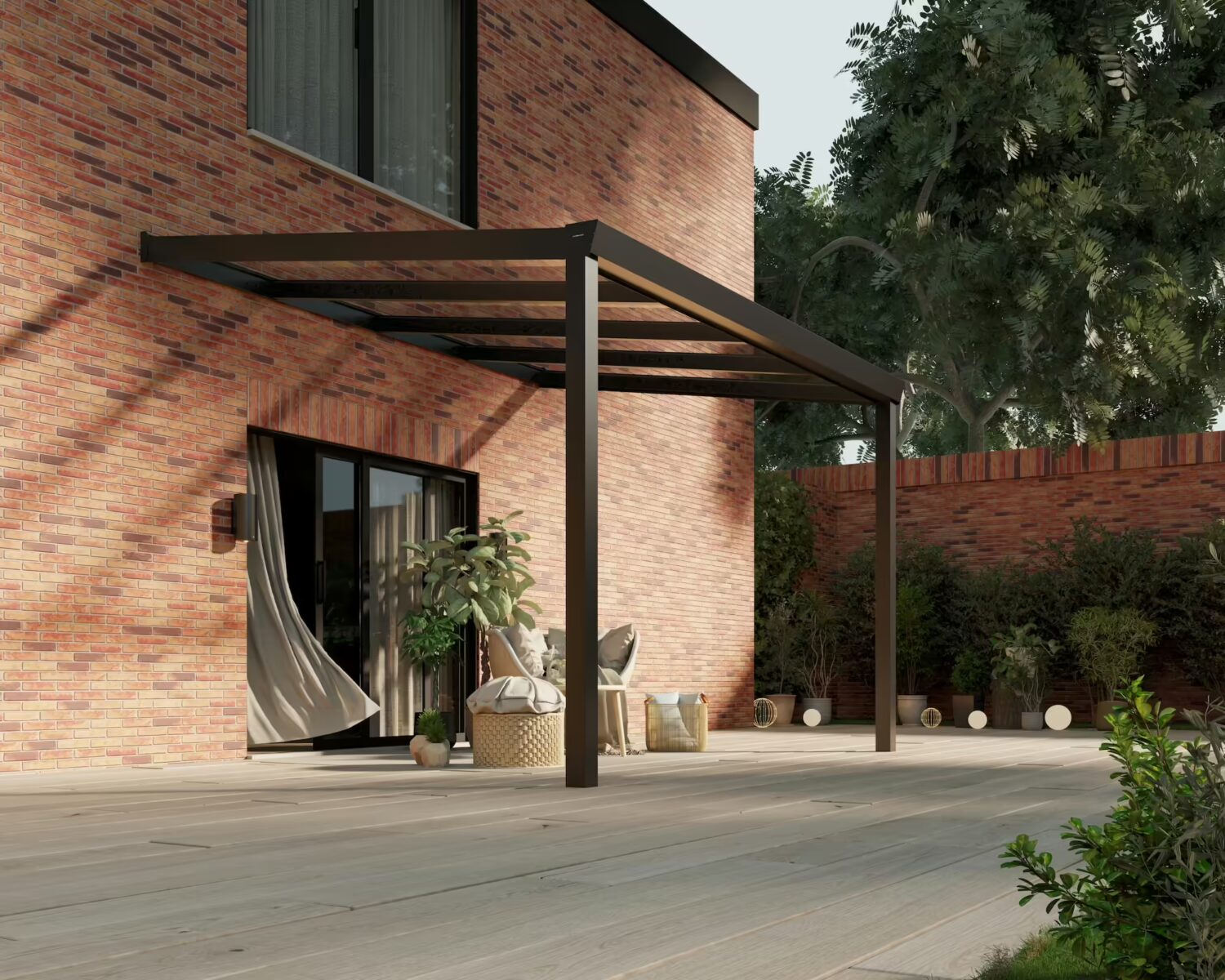 terrassenüberdachung-Glasdach-4x3m-Mattschwarz-Klar-modern25_BottomLeftPerspective