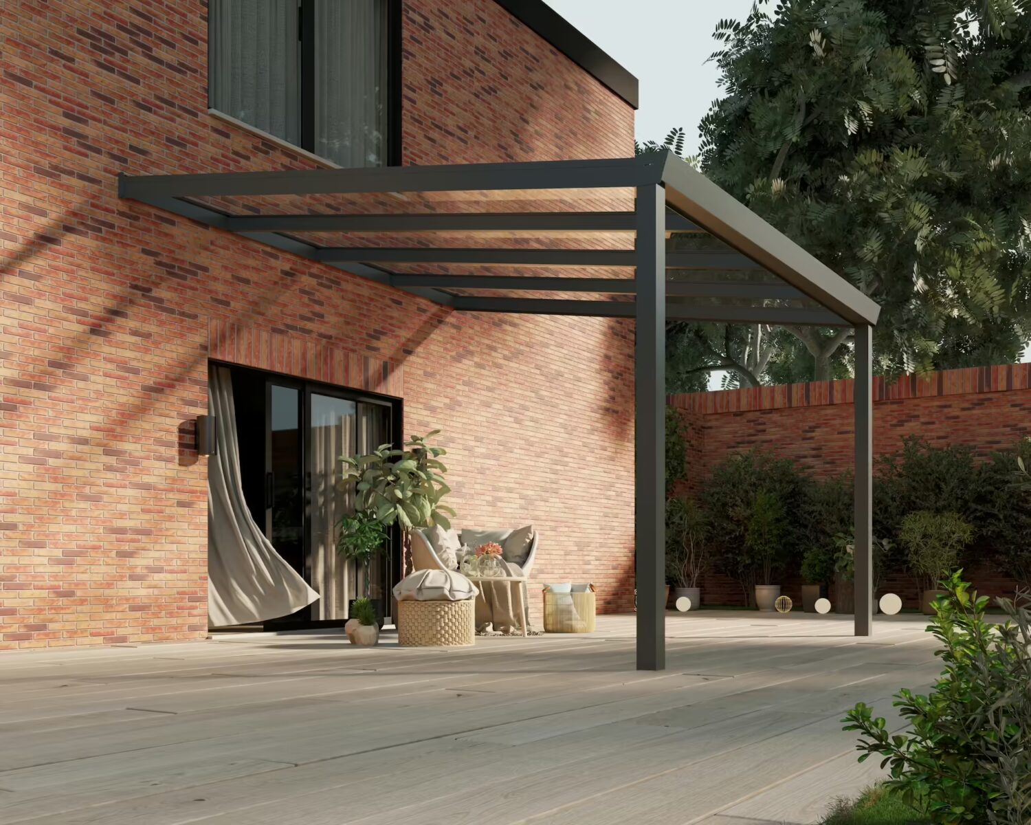 terrassenüberdachung-Glasdach-4x4m-Anthrazit-Klar-modern25_BottomLeftPerspective