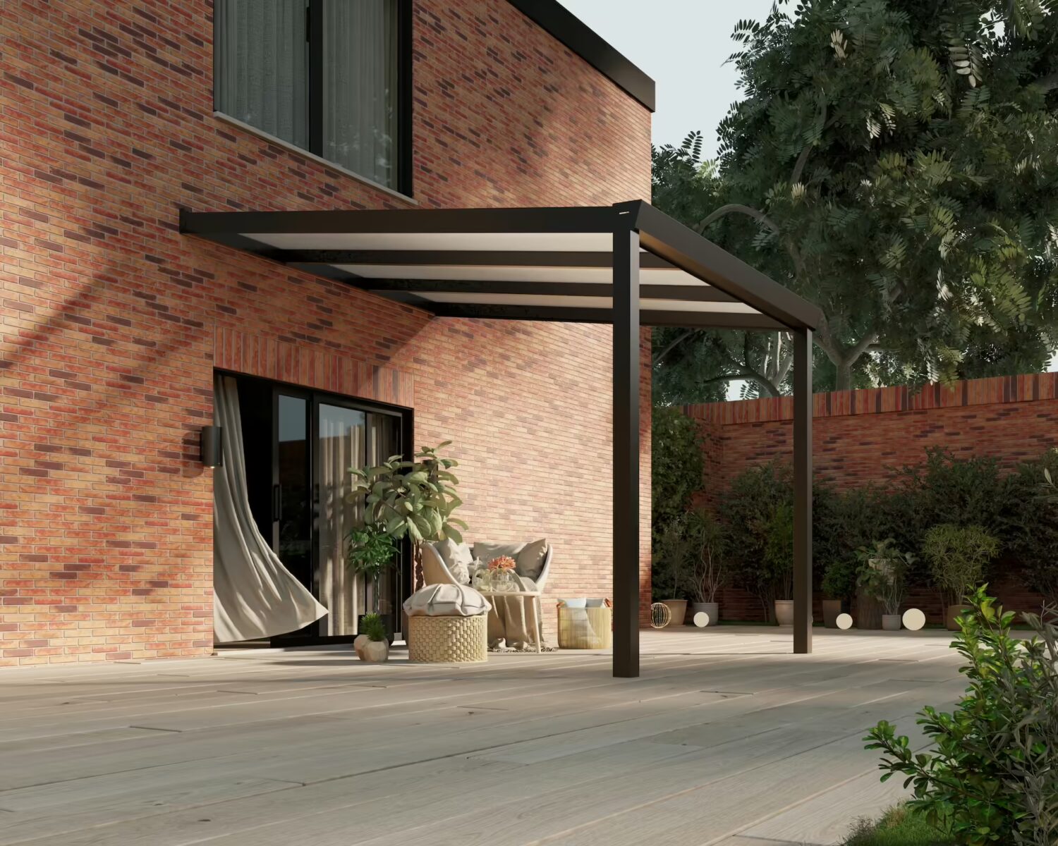 terrassenüberdachung-Polycarbonat-3x3,5m-Mattschwarz-Opal-modern25_BottomLeftPerspective