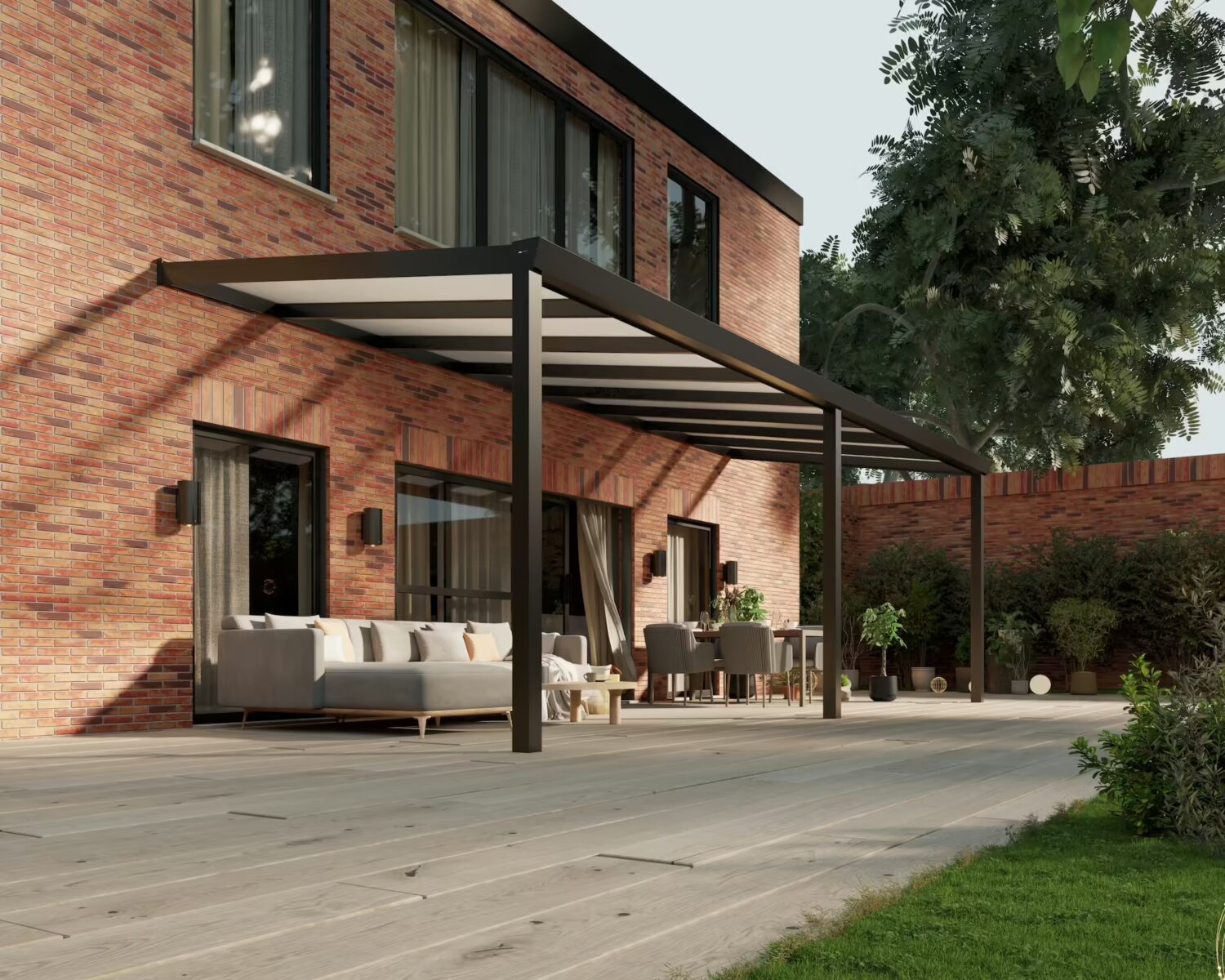 terrassenüberdachung-Polycarbonat-8x3m-Mattschwarz-Opal-modern25_BottomLeftPerspective
