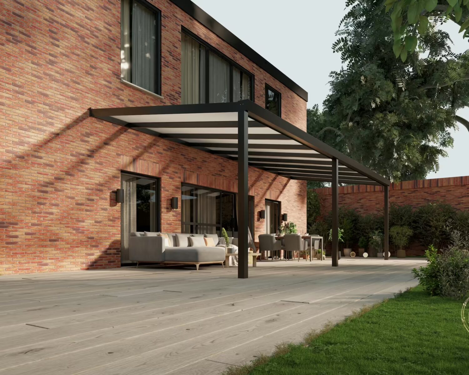 terrassenüberdachung-Polycarbonat-9x3,5m-Mattschwarz-Opal-modern25_BottomLeftPerspective