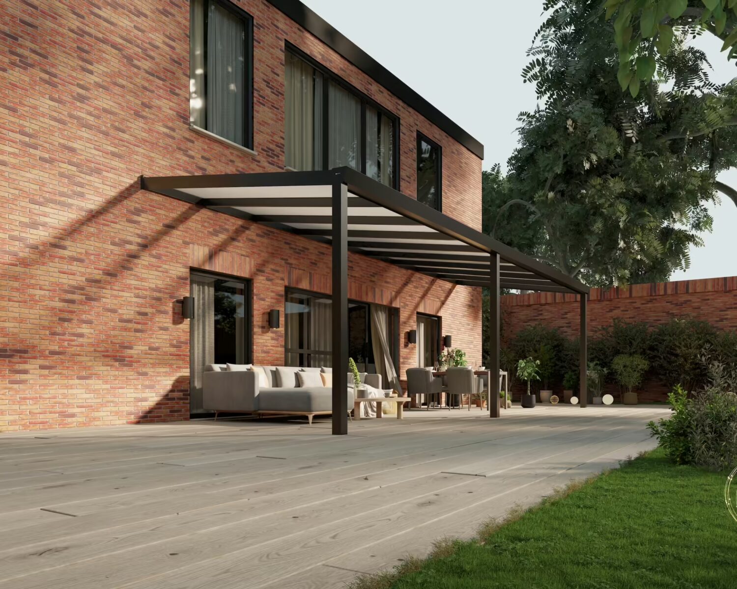 terrassenüberdachung-Polycarbonat-9x3m-Mattschwarz-Opal-modern25_BottomLeftPerspective
