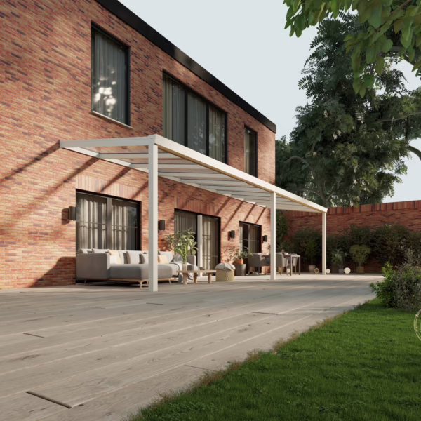 Terrassenüberdachung Glasdach 10,03 x 2,5 Meter Matt weiß