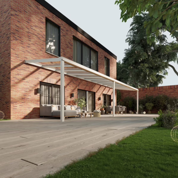 Terrassenüberdachung Glasdach 11,03 x 2,5 Meter Matt weiß