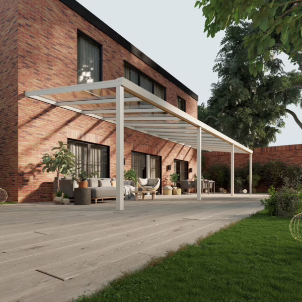 Terrassenüberdachung Glasdach 12,03 x 3,5 Meter Matt weiß