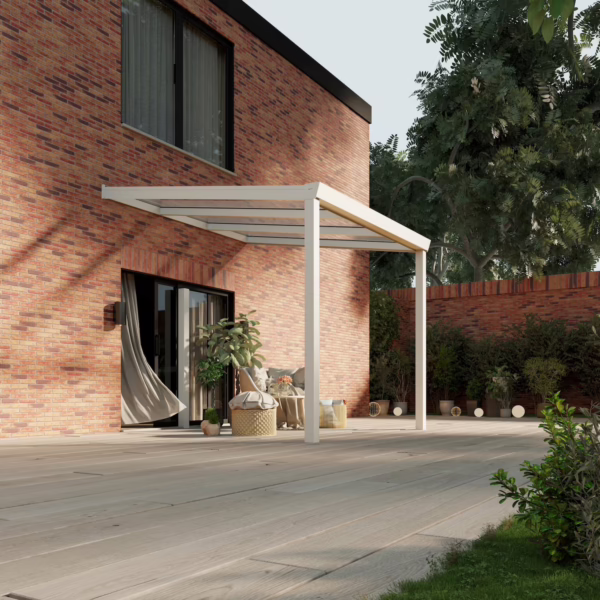 Terrassenüberdachung Glasdach 3,03 x 3,0 Meter Matt weiß