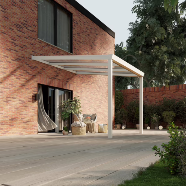 Terrassenüberdachung Glasdach 3,03 x 3,5 Meter Matt weiß