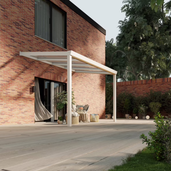 Terrassenüberdachung Glasdach 4,03 x 2,5 Meter Matt weiß