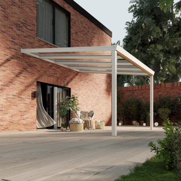Terrassenüberdachung Glasdach 4,03 x 4,0 Meter Matt weiß