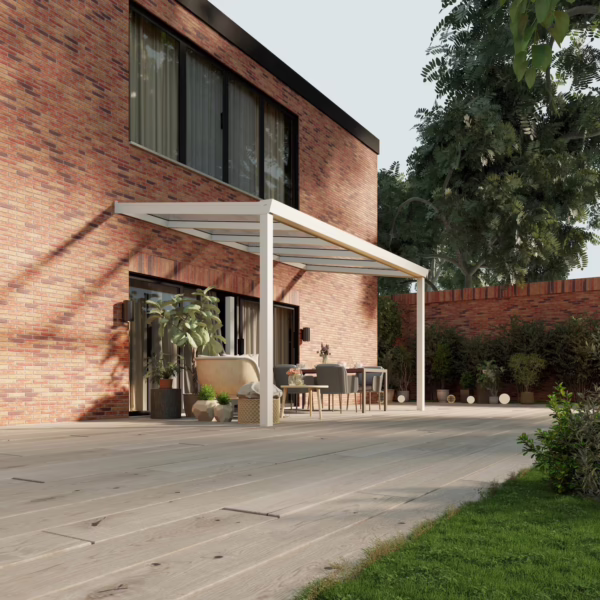 Terrassenüberdachung Glasdach 5,03 x 2,5 Meter Matt weiß