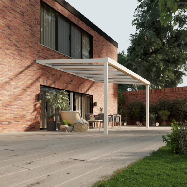 Terrassenüberdachung Glasdach 5,03 x 3,5 Meter Matt weiß