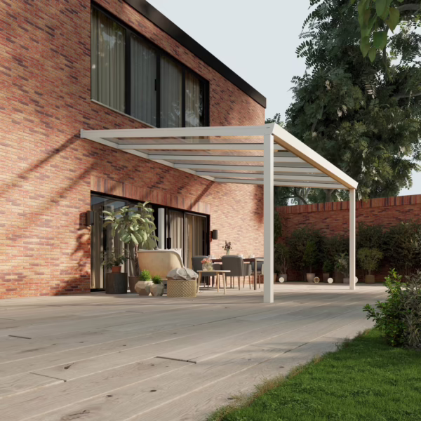 Terrassenüberdachung Glasdach 5,03 x 4,0 Meter Matt weiß