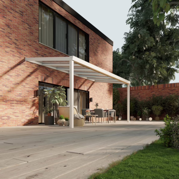 Terrassenüberdachung Glasdach 6,03 x 2,5 Meter Matt weiß