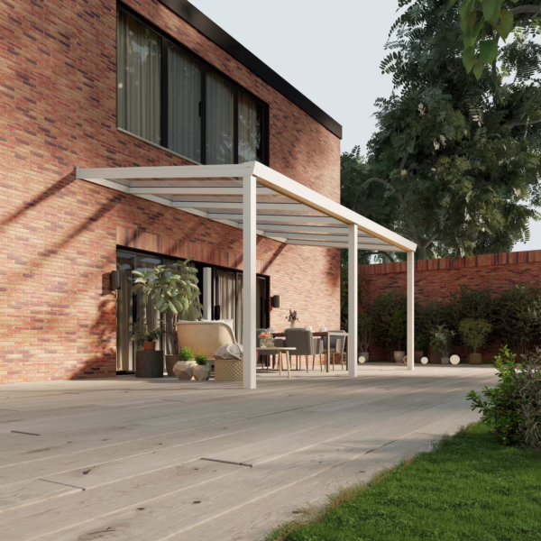 Terrassenüberdachung Glasdach 6,03 x 3,0 Meter Matt weiß