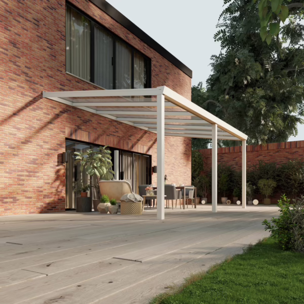 Terrassenüberdachung Glasdach 6,03 x 3,5 Meter Matt weiß