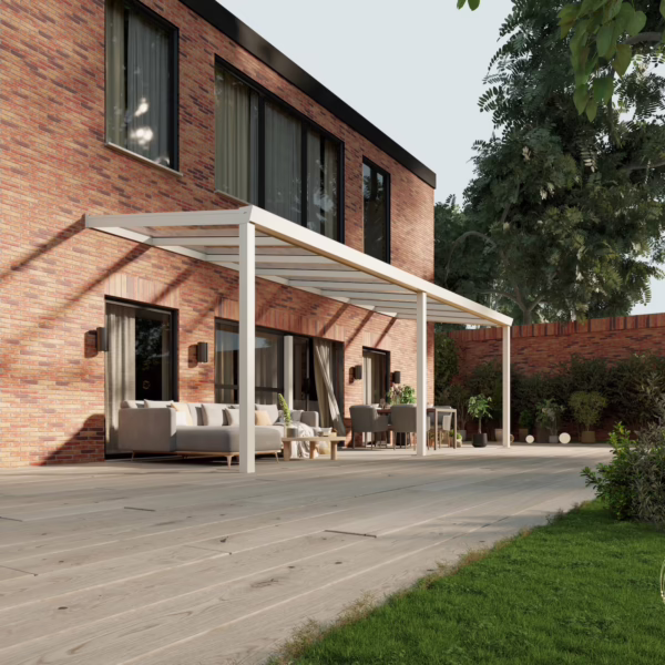 Terrassenüberdachung Glasdach 8,03 x 2,5 Meter Matt weiß