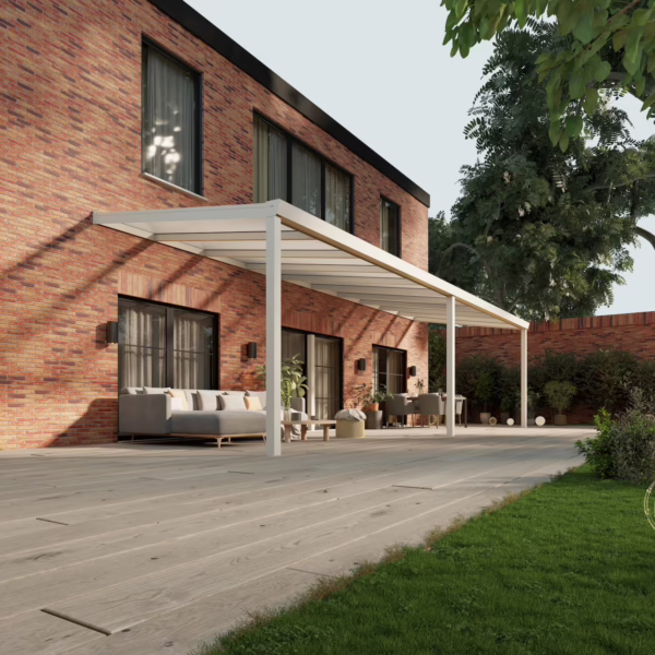 Terrassenüberdachung Polycarbonat 10,03 x 3,0 Meter Matt weiß