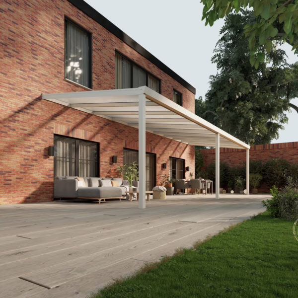 Terrassenüberdachung Polycarbonat 10,03 x 3,5 Meter Matt weiß