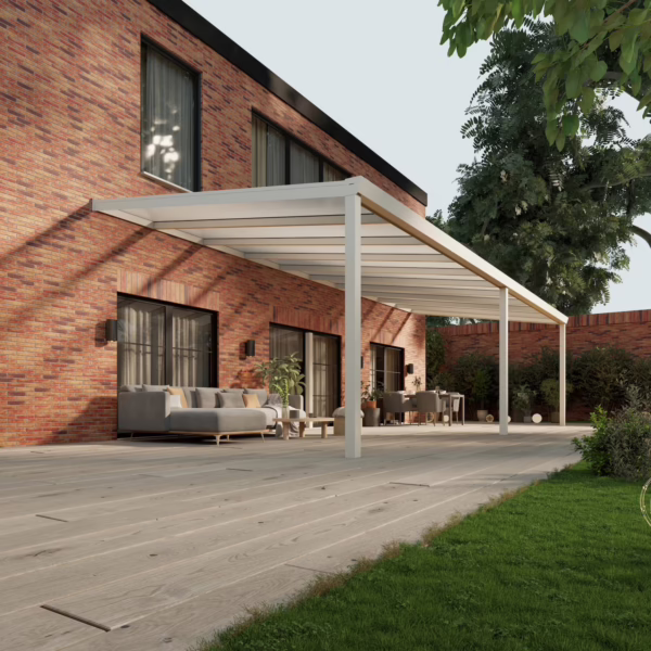 Terrassenüberdachung Polycarbonat 10,03 x 4,0 Meter Matt weiß