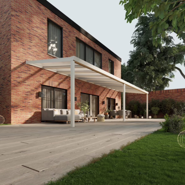 Terrassenüberdachung Polycarbonat 11,03 x 3,0 Meter Matt weiß