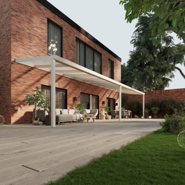 Terrassenüberdachung Polycarbonat 12,03 x 2,5 Meter Matt weiß