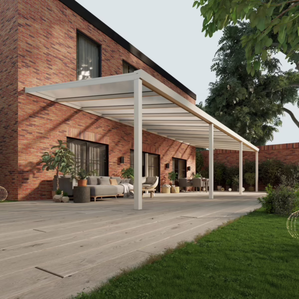 Terrassenüberdachung Polycarbonat 12,03 x 4,0 Meter Matt weiß