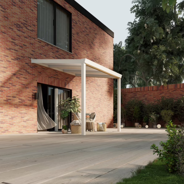 Terrassenüberdachung Polycarbonat 3,03 x 2,5 Meter Matt weiß