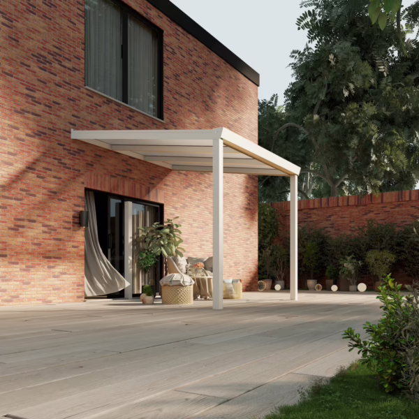 Terrassenüberdachung Polycarbonat 3,03 x 3,0 Meter Matt weiß