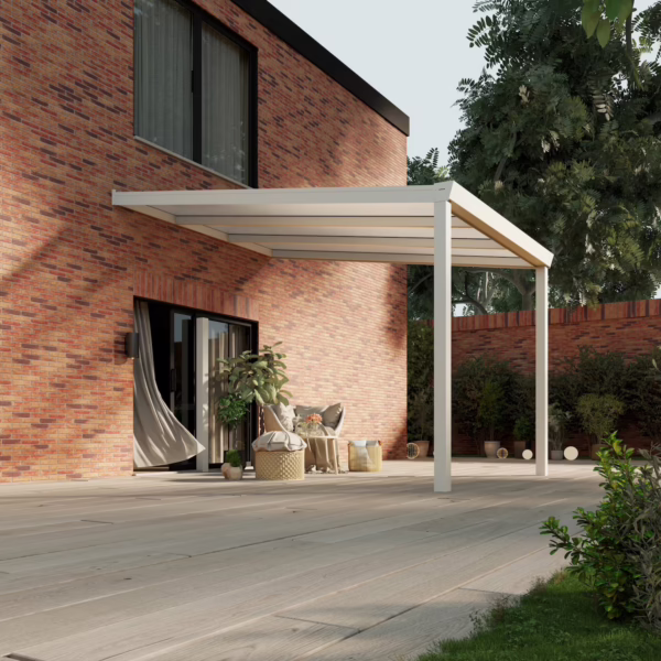 Terrassenüberdachung Polycarbonat 3,03 x 4,0 Meter Matt weiß
