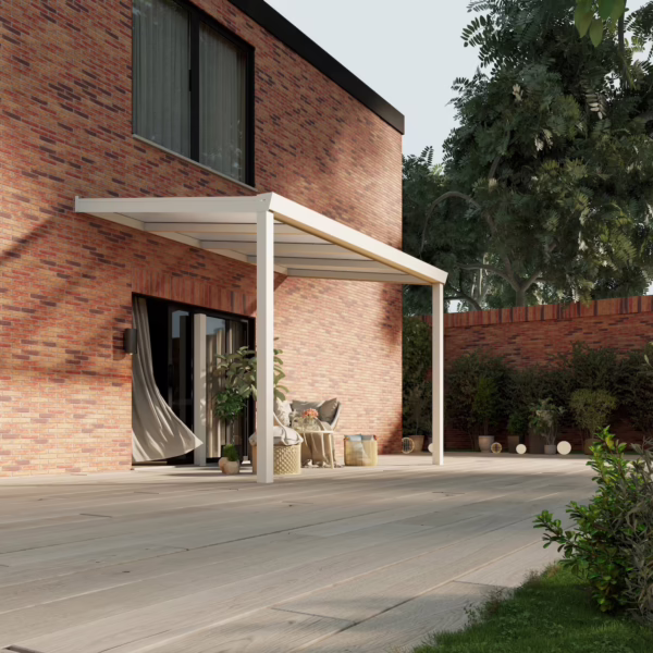 Terrassenüberdachung Polycarbonat 4,03 x 2,5 Meter Matt weiß