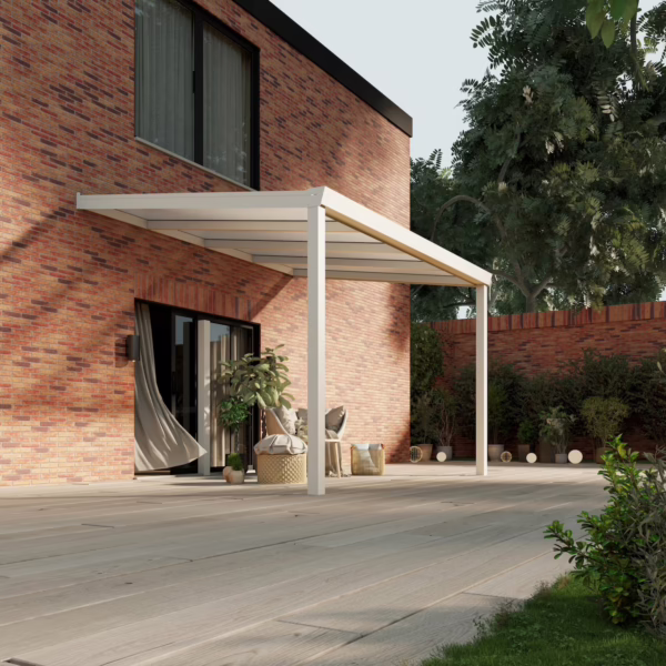 Terrassenüberdachung Polycarbonat 4,03 x 3,0 Meter Matt weiß