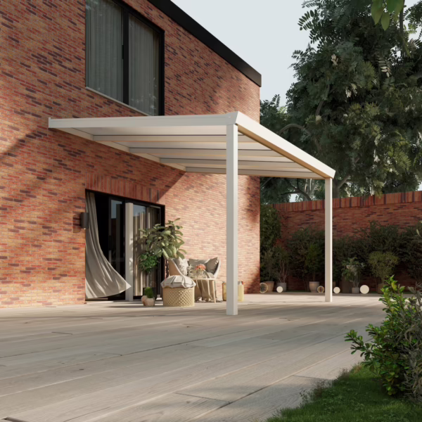 Terrassenüberdachung Polycarbonat 4,03 x 3,5 Meter Matt weiß
