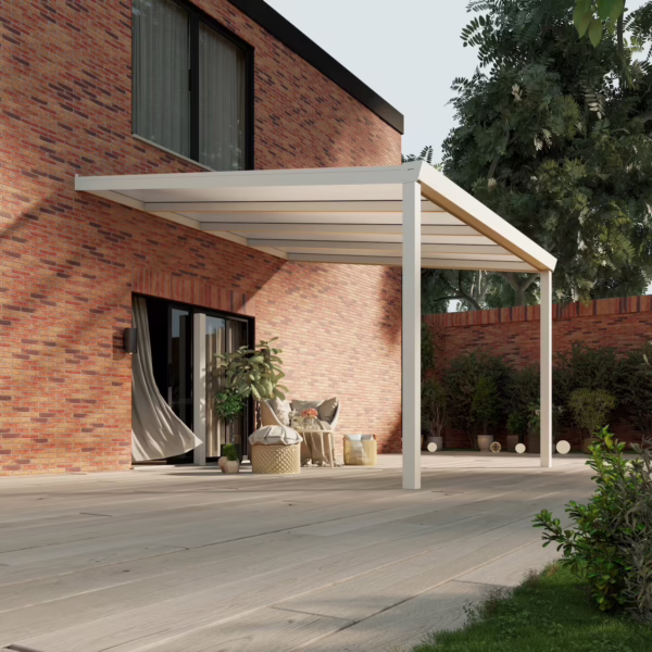 Terrassenüberdachung Polycarbonat 4,03 x 4,0 Meter Matt weiß