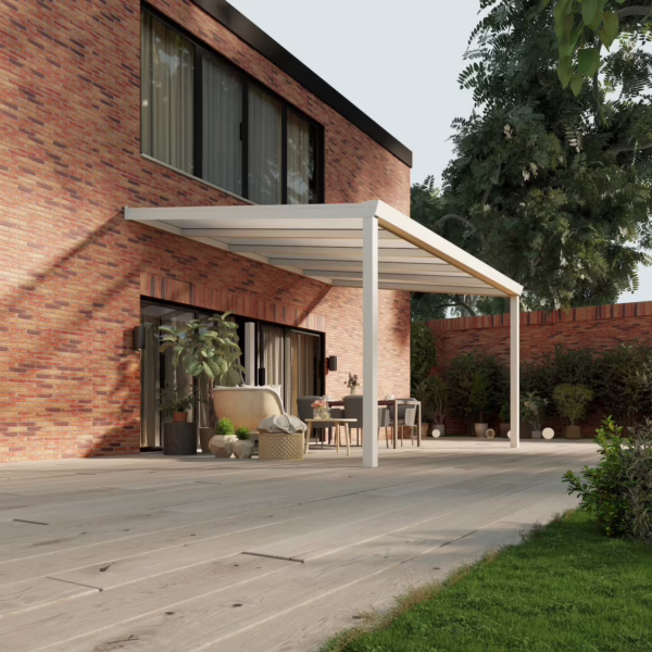 Terrassenüberdachung Polycarbonat 5,03 x 3,5 Meter Matt weiß