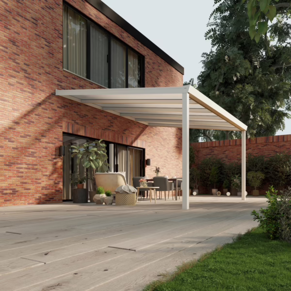 Terrassenüberdachung Polycarbonat 5,03 x 4,0 Meter Matt weiß
