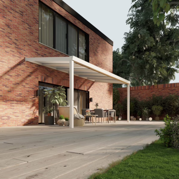 Terrassenüberdachung Polycarbonat 6,03 x 2,5 Meter Matt weiß