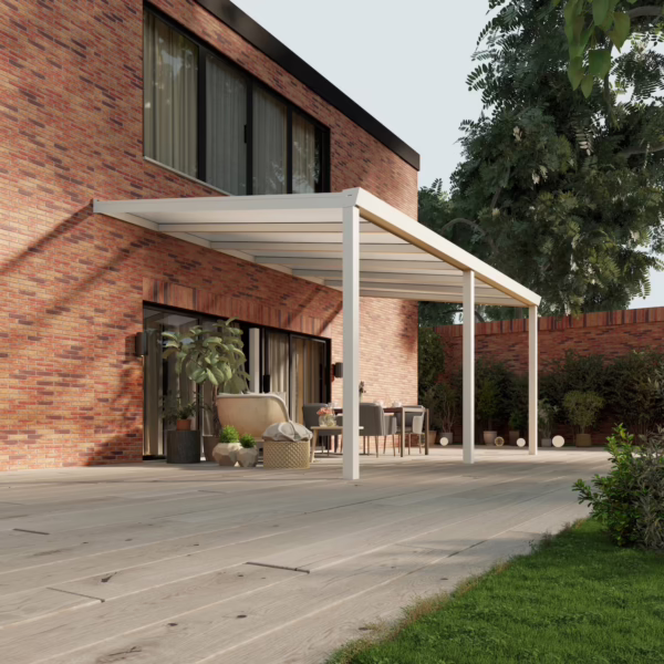 Terrassenüberdachung Polycarbonat 6,03 x 3,5 Meter Matt weiß
