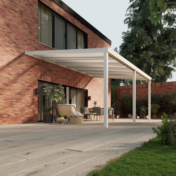 Terrassenüberdachung Polycarbonat 6,03 x 4,0 Meter Matt weiß