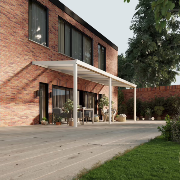 Terrassenüberdachung Polycarbonat 7,03 x 2,5 Meter Matt weiß