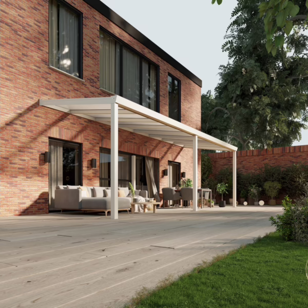 Terrassenüberdachung Polycarbonat 8,03 x 2,5 Meter Matt weiß