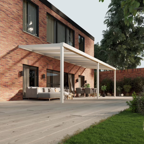 Terrassenüberdachung Polycarbonat 8,03 x 3,0 Meter Matt weiß
