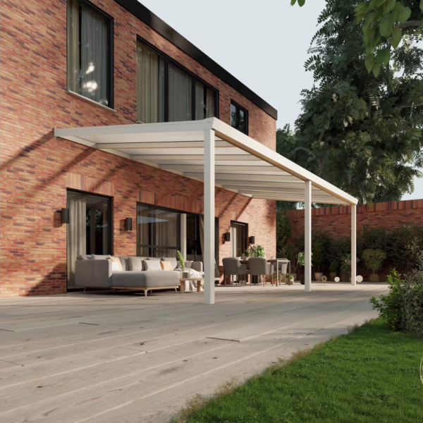 Terrassenüberdachung Polycarbonat 8,03 x 3,5 Meter Matt weiß