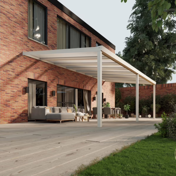 Terrassenüberdachung Polycarbonat 8,03 x 4,0 Meter Matt weiß