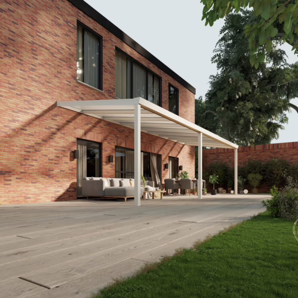 Terrassenüberdachung Polycarbonat 9,03 x 3,0 Meter Matt weiß