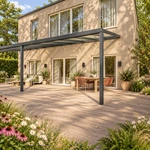 Terrassenüberdachung Plus 10,03 x 3,5 Meter Anthrazit Klarglas moderne Rinne – Seitenansicht