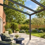 Terrassenüberdachung Plus 3,03 x 3,5 Meter Anthrazit Klarglas moderne Rinne – Unteransicht