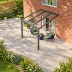 Terrassenüberdachung Plus 3,03 x 3,5 Meter Anthrazit Klarglas moderne Rinne – Dachansicht