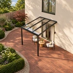 Terrassenüberdachung Plus 3,03 x 3,5 Meter Mattschwarz Klarglas moderne Rinne – Dachansicht