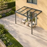 Terrassenüberdachung Plus 4 x 2,5 Meter Anthrazit klares Glas moderne Rinne – Dachansicht